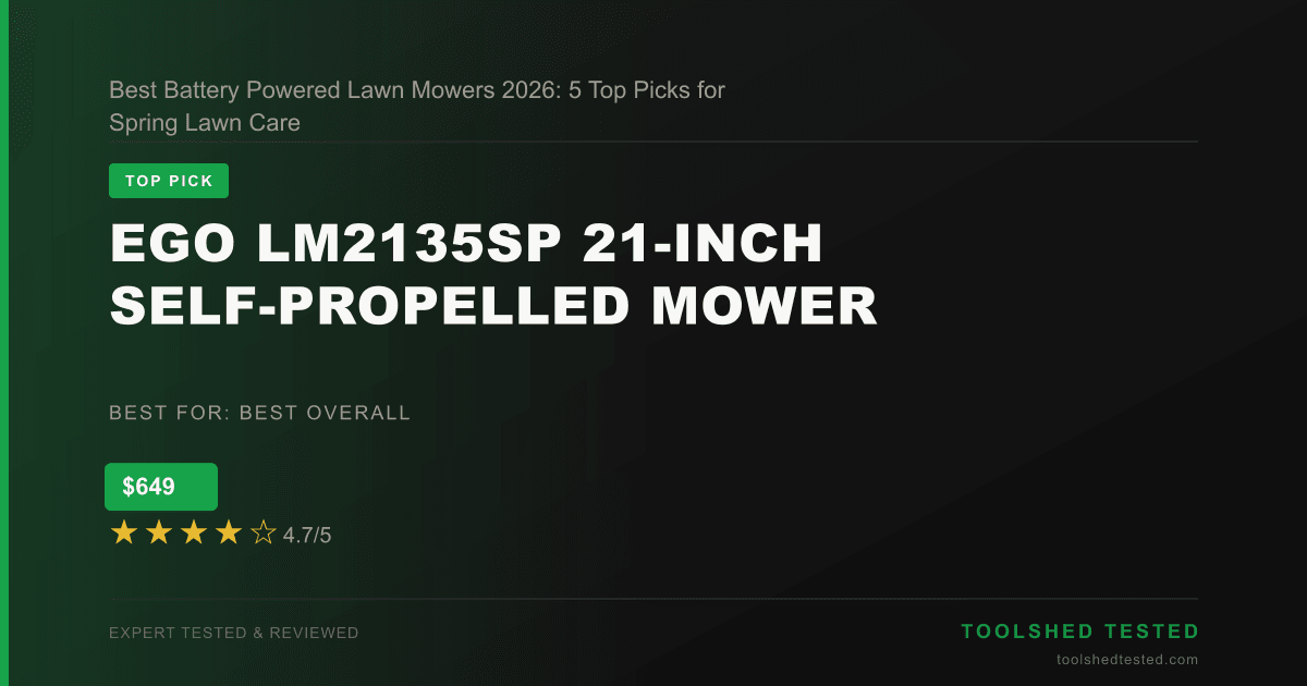 Best Battery Powered Lawn Mowers 2026: 5 Top Picks for Spring Lawn Care