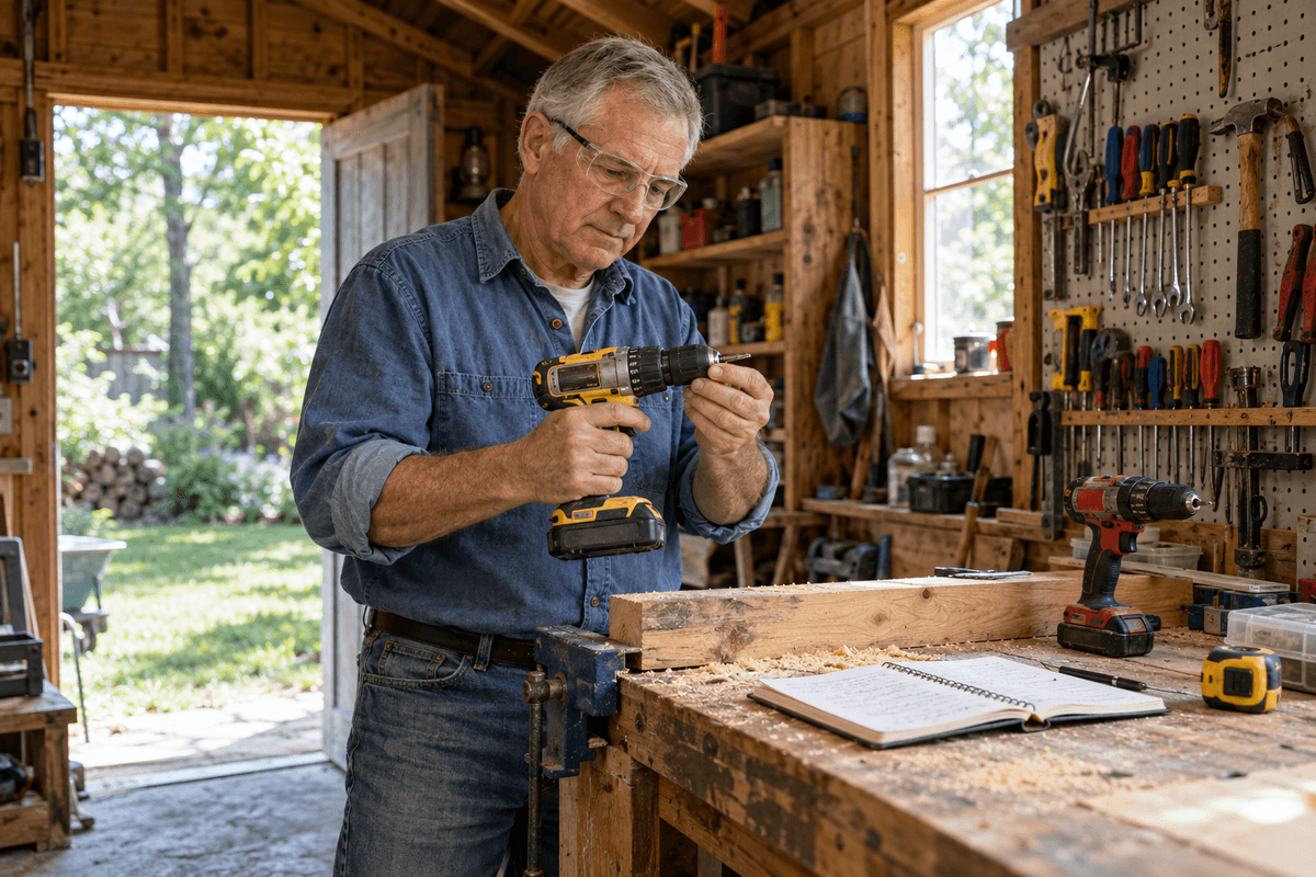 George Perkins in his workshop